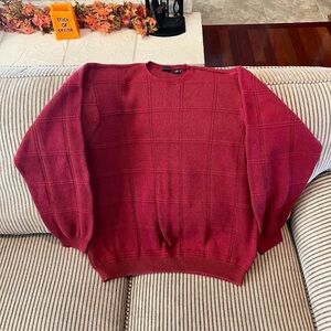 Vintage Arrow Red Square Knit Sweater Crew Neck Long Sleeve, Size XL